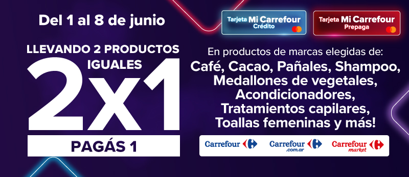 2×1 en Productos de categorías seleccionadas