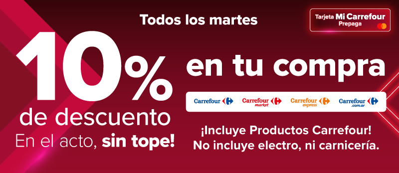 Todos los martes con Tarjeta Mi Carrefour Prepaga