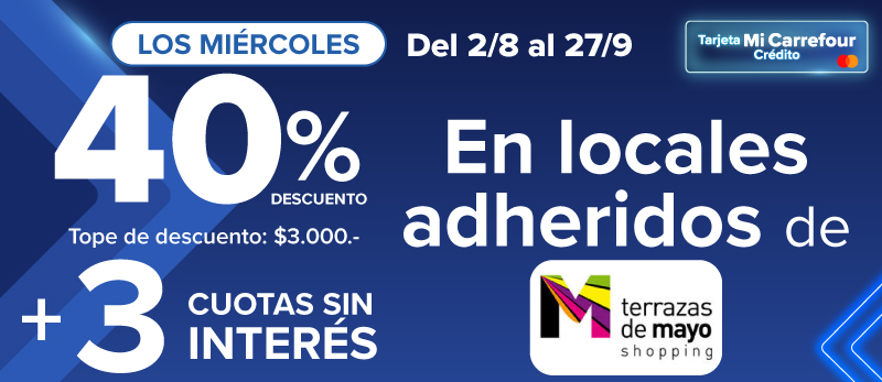 40% de descuento + 3 cuotas sin interés