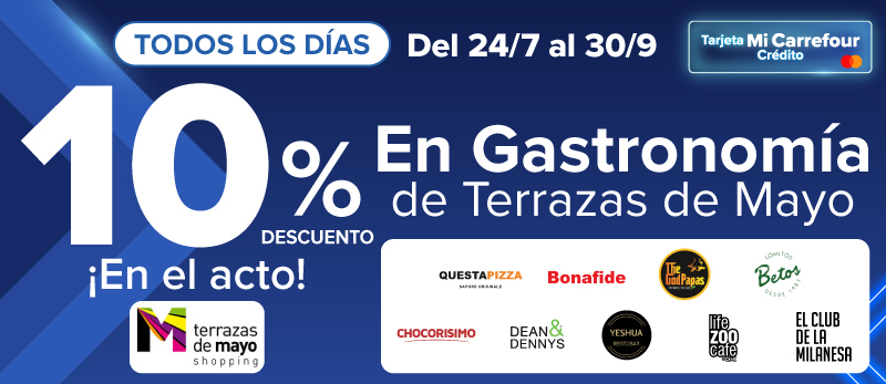 10% de descuento en Gastronomía de Terrazas de Mayo shopping