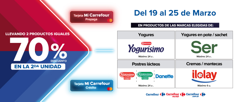 70% de descuento en la segunda unidad de Productos de Marcas seleccionadas