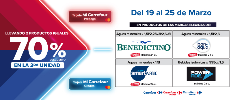 70% de descuento en la segunda unidad de Productos de Marcas seleccionadas