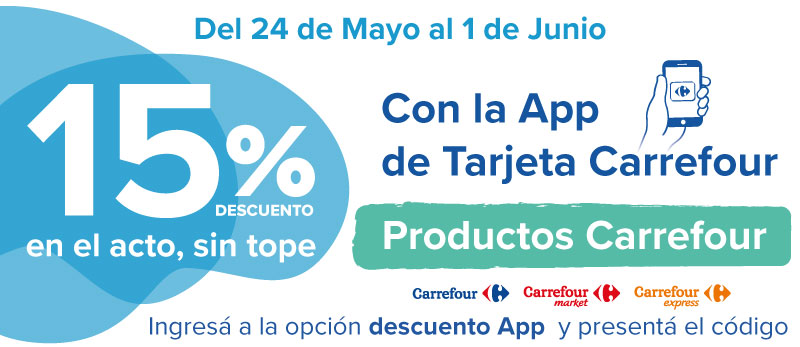 15% de descuento en TODOS Productos Carrefour exclusivo con la App!