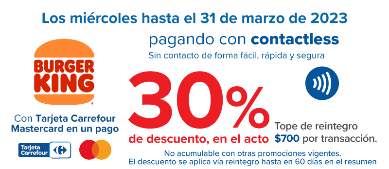 30% de descuento en Burguer King