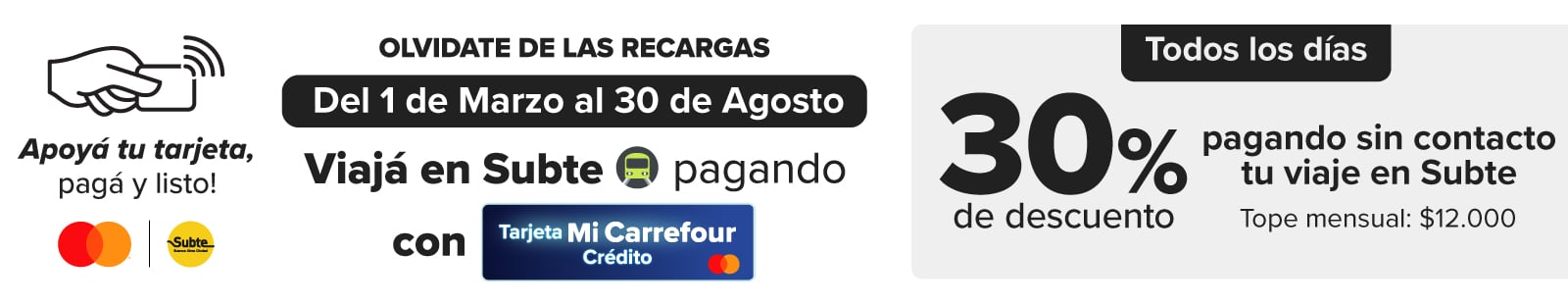 Viajá en Subte con Tarjeta Mi Carrefour