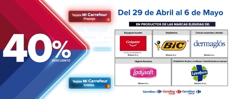 40% de descuento en lProductos de Marcas seleccionadas