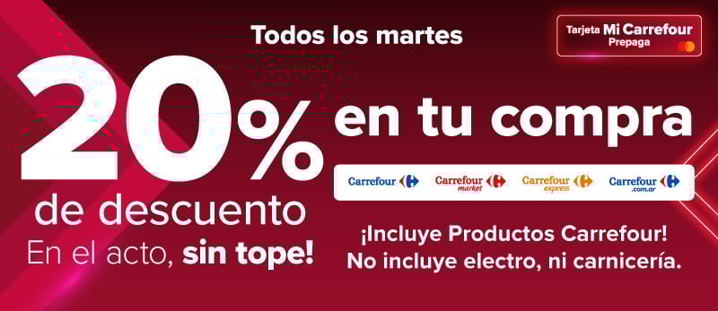 Todos los martes con Tarjeta Mi Carrefour Prepaga
